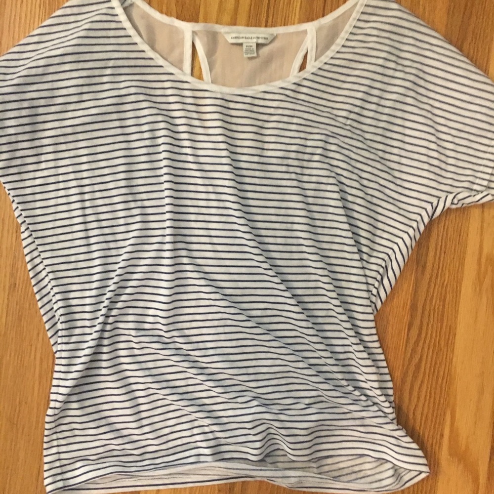 American Eagle Outfitter Navy Blue striped T-shirt